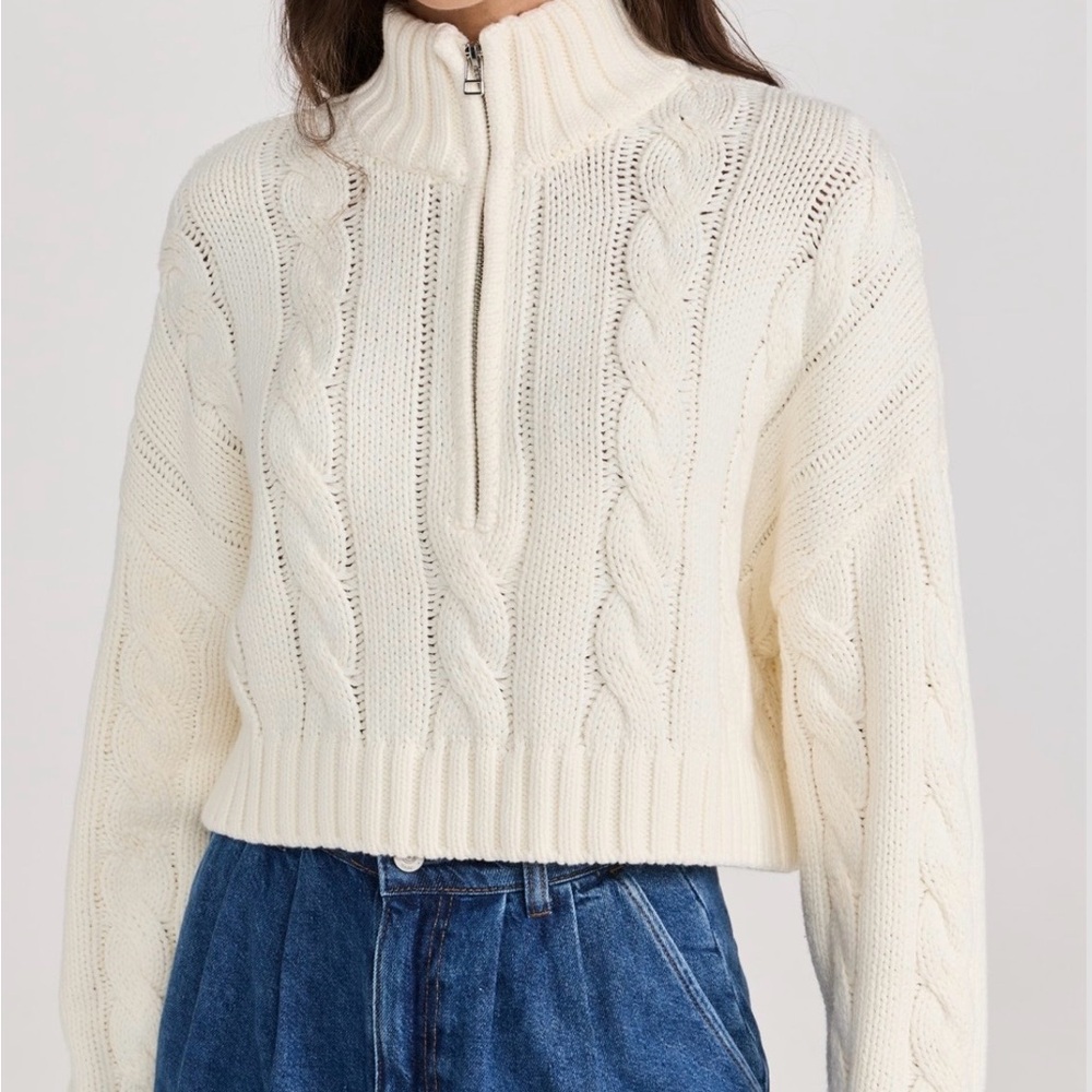 Edit by Jason Wu Cream Cable Knit Half Zip Sweater